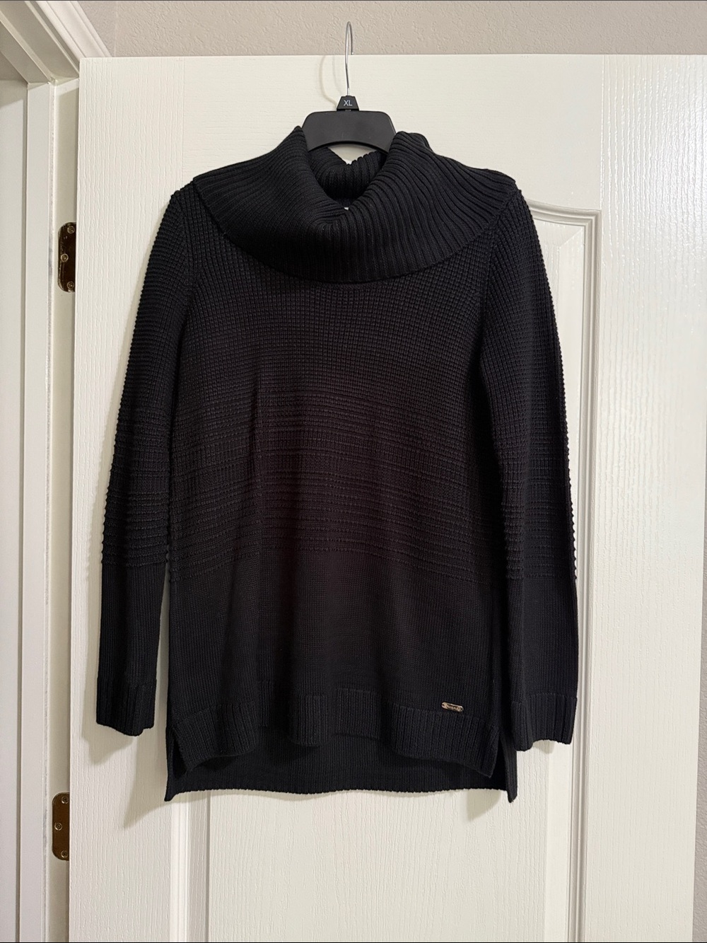 Calvin Klein Black Ribbed Cowl Sweater